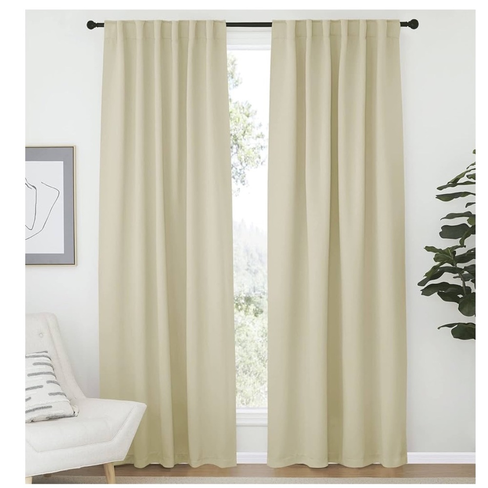 SOLD Brand new in bag beige room darkening curtains